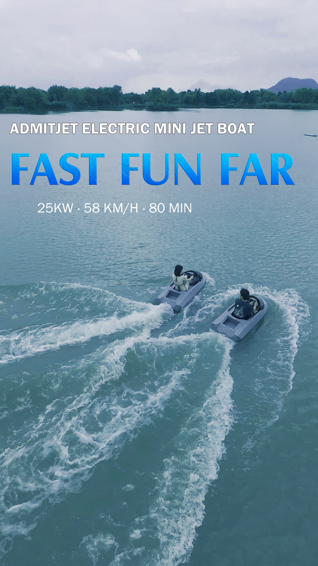 AdmitJet 2025 25KW EPP Electric Mini Jet Boat for Families & Resorts